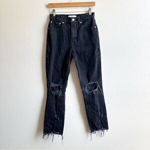 Abercrombie & Fitch High Rise Mom Jean Black Distressed Women’s Size 26 or 2